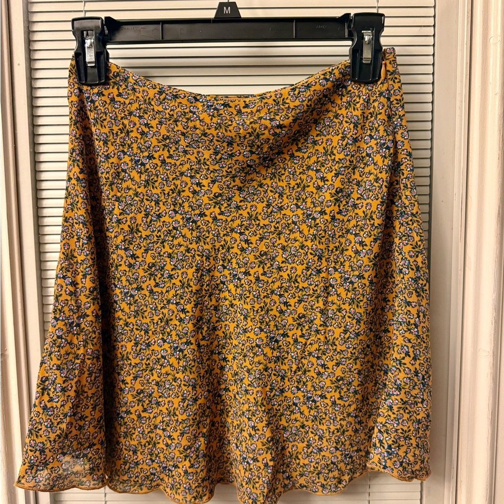 Floral Yellow and Blue Women's Skirt
